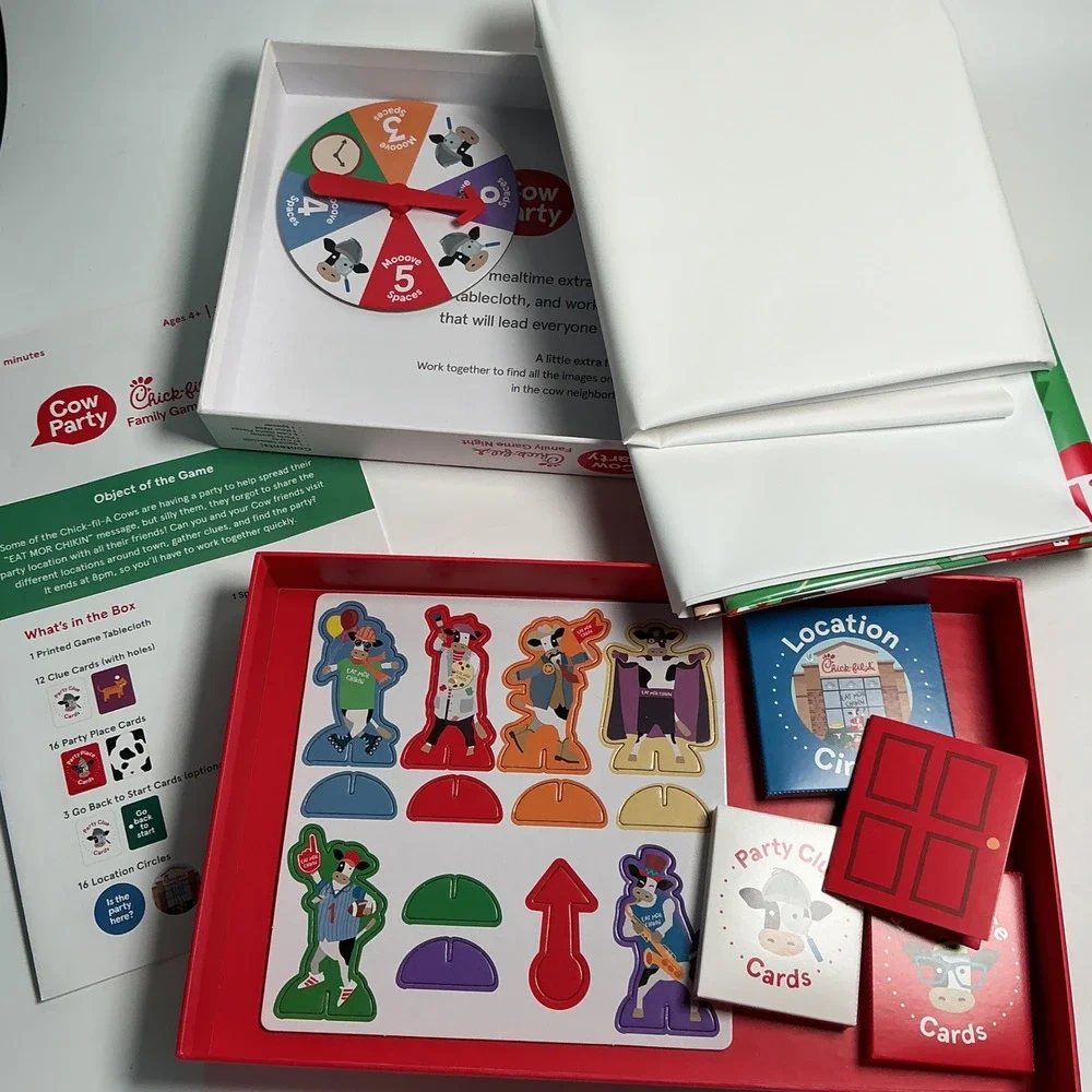 Chick-fil-A Cow Party Family Game Night COMPLETE Board Game Eat Mor Chikin NEW